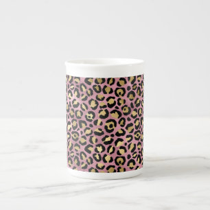 Caneca De Porcelana Leopard Series Design 15 rosa e Dourado