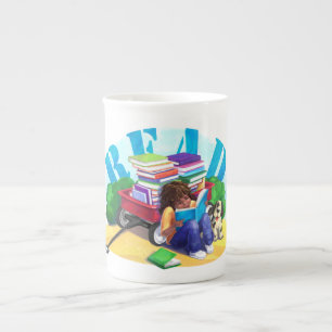Caneca De Porcelana LER Arte do Vagão do Livro