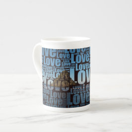 Caneca De Porcelana Letter Love Typografia Seascape Beach Bone China M