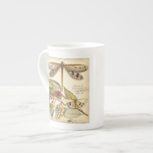 Caneca De Porcelana Libélulas com folhas e Fruta