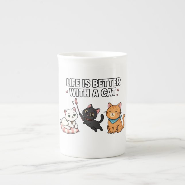 Caneca De Porcelana Life Is Better With A Cat (Frente)