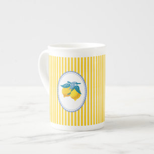 Caneca De Porcelana Limões Amarelos de Amalfi Estilo Mediterrâneo