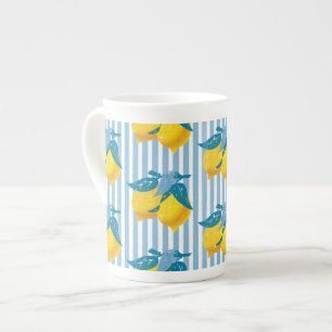 Caneca De Porcelana Limões Amarelos de Amalfi Estilo Mediterrâneo