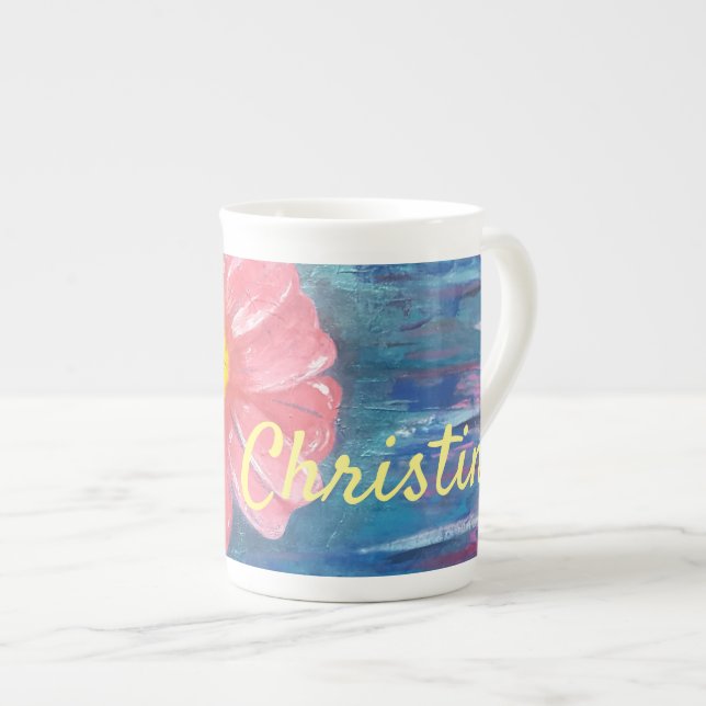 Caneca De Porcelana Linda Flor Personalizada (Frente Esquerda)