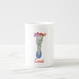 Caneca De Porcelana Linda ilustração da Flor Original Blooms