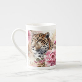 Caneca De Porcelana Linda Leopardo e Rosa Mug