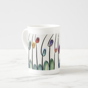 Caneca De Porcelana Lindas flores de tulipa de arte brilhante