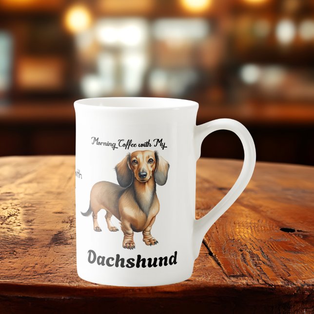 Caneca De Porcelana Lindíssimo Dachshund Marrom Personalize (Criador carregado)