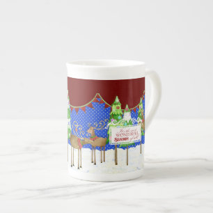 Caneca De Porcelana Lindo-a-Lixeira da árvore de Natal Mug.