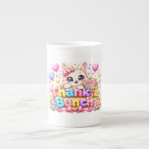 Caneca De Porcelana Lindo Kawaii Obrigado Montão Nome do Gato Rosa Pas