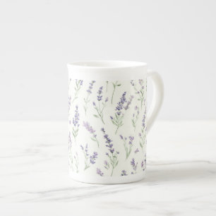 Caneca De Porcelana Lindos Flores Brancas Lilás Chuva de Noiva