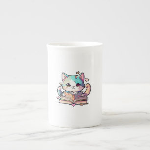 Caneca De Porcelana lindos gatos incríveis lendo livros de design por 