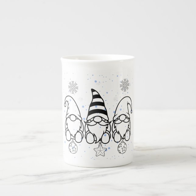 Caneca De Porcelana  Lindos Gnomos de Natal Design de Feriado.  (Frente)