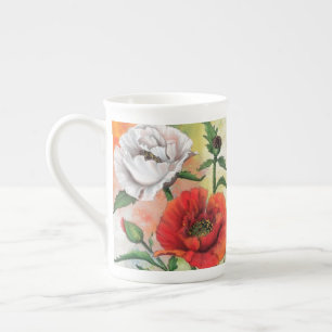 Caneca De Porcelana Lindos papagaios brancos vermelhos - Pintura pinta