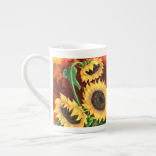 Caneca De Porcelana Lindos Três Girassóis - Pintura de Arte Maravilh