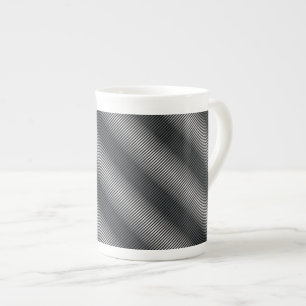 Caneca De Porcelana Linhas de graduação pretas e brancas ultrafinas