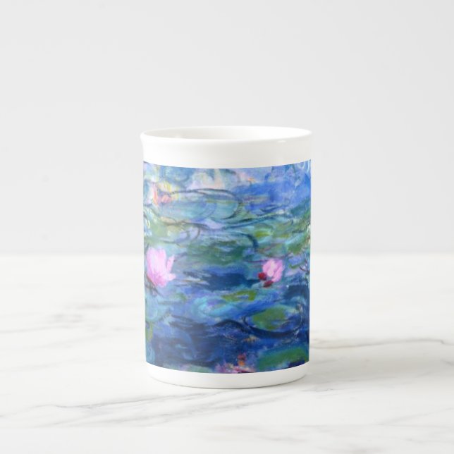 Caneca De Porcelana Lírios de Água Rosa Monet (Frente)