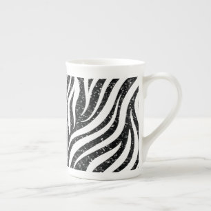 Caneca De Porcelana Listras de Zebra Brilho Preto Impressão Animais Se