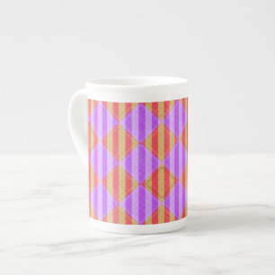 Caneca De Porcelana Listras, diamantes, teste padrão do ponto por