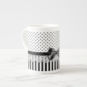 Caneca De Porcelana Listras preto e branco do Victorian com arco