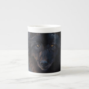 Caneca De Porcelana Lobo negro