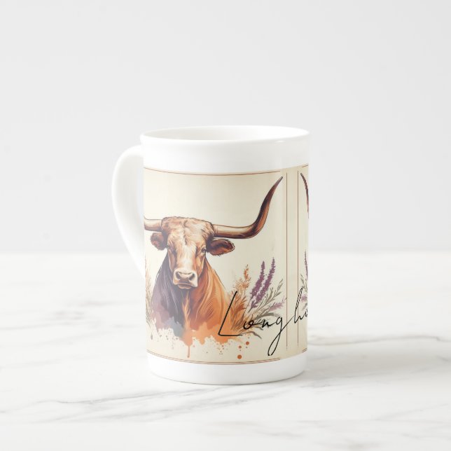 Caneca De Porcelana Longhorn Love Specialty Mug (Frente Esquerda)