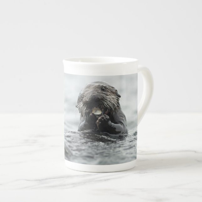 Caneca De Porcelana Lontra do Mar Adorável (Frente Esquerda)