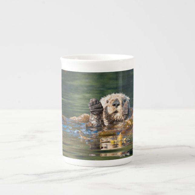 Caneca De Porcelana Lontra do Mar de Onda (Frente)