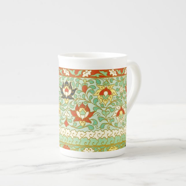 Caneca De Porcelana Lotus Flower Chinese Design Bone China Mug (Frente Esquerda)