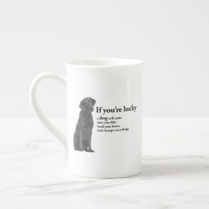 Caneca De Porcelana Lucky Black Lab Bone China Mug