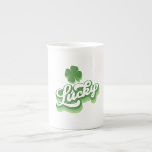 Caneca De Porcelana Lucky Shamrock Dia de São Patrício irlandês