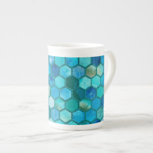 Caneca De Porcelana Lúpulo Metálico Látea Lápice Aqua