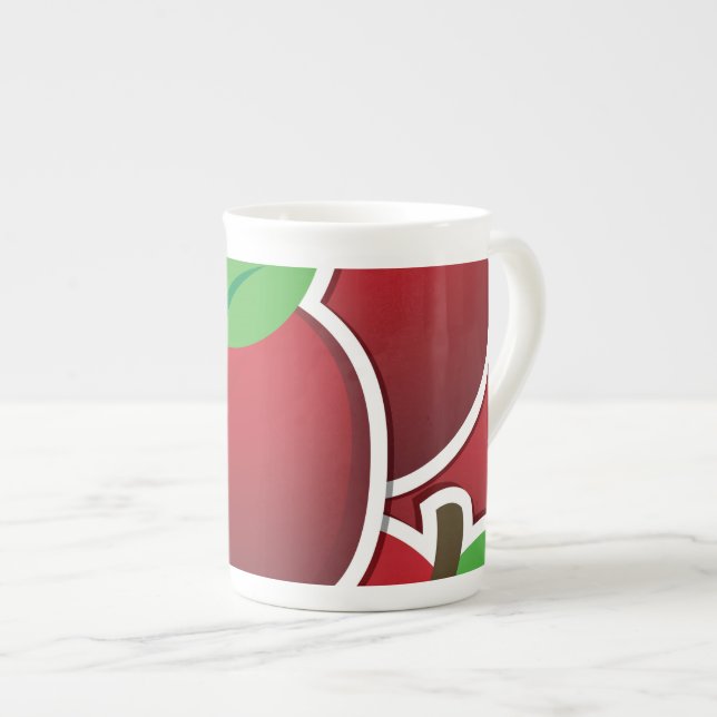 Caneca De Porcelana Maçãs vermelhas funerárias (Frente Esquerda)