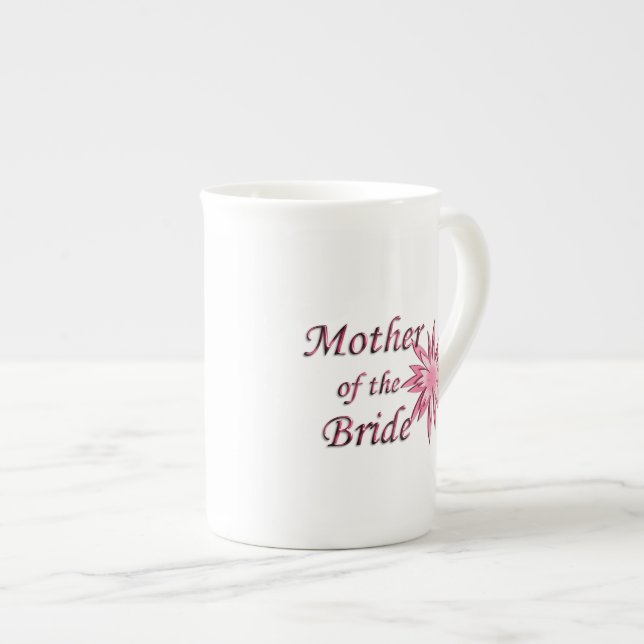 Caneca De Porcelana Mãe da Noiva Rosa (Frente Esquerda)