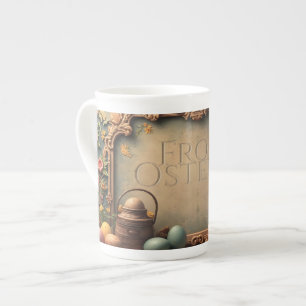 Caneca De Porcelana Magia da Páscoa Vintage com Ornamentos Florais Fes