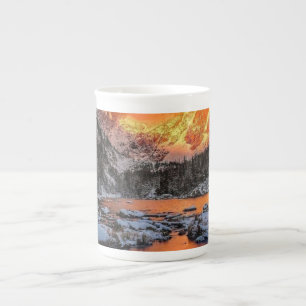 Caneca De Porcelana Majestosa Paisagem de Inverno do Pôr do Sol na Mon