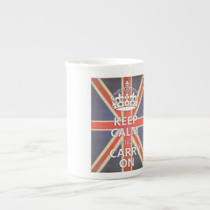 Caneca De Porcelana Mantenha calmo e continue Reino Unido Union Jack