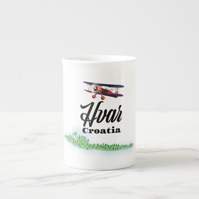 Caneca De Porcelana Mapa da Croácia Hvar (Frente)