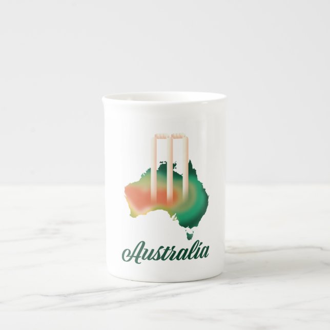 Caneca De Porcelana Mapa de críquete da Austrália. (Frente)