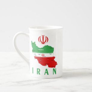Caneca De Porcelana Mapa do Irã com Bandeira e Emblema