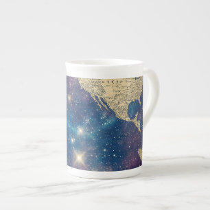 Caneca De Porcelana Mapa do Mundo Celestial de Roxo Vintage (6)