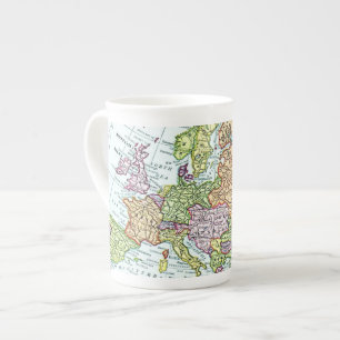 Caneca De Porcelana Mapa do vintage de pastels coloridos de Europa