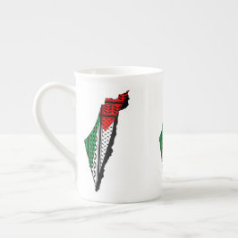 Caneca De Porcelana Mapa Palestino que Bandeira e Padrão Keffiyeg