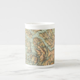 Caneca De Porcelana Mapas da Noruega - Série Bergen 1925