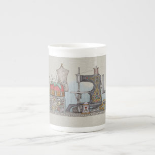 Caneca De Porcelana Máquina de costura psta mão