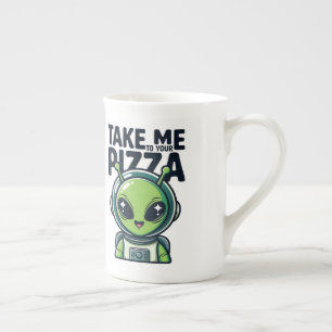 Caneca De Porcelana Marciano Bonito Leve-me à Sua Pizza Astronauta