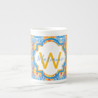 Caneca De Porcelana Marianne Orange and Blue Mosaic Mug