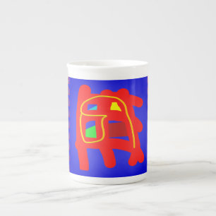 Caneca De Porcelana Marinho azul e vermelho padrões abstinentes brilha