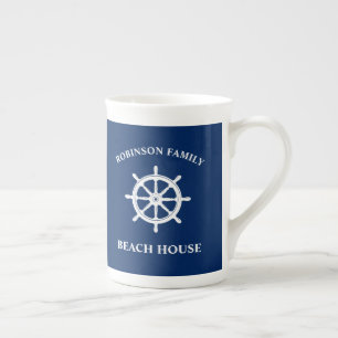 Caneca De Porcelana Marinho da Casa de Praia da Família Helm de Roda N
