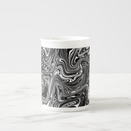 Caneca De Porcelana Mármore Líquido abstrato Preto e Branco